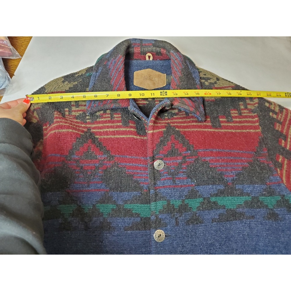 VRTG Woolrich Mens L Southwestern‎ Aztec Print Wool Jacket Made in USA Barn Coat - Picture 5 of 12